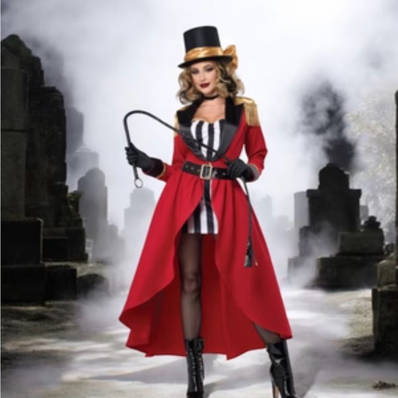 🎩 Ringmaster Bombshell Circus Costume Red Tailcoat Showstopper (Adult XL) 🎩 NEW - Picture 2 of 3